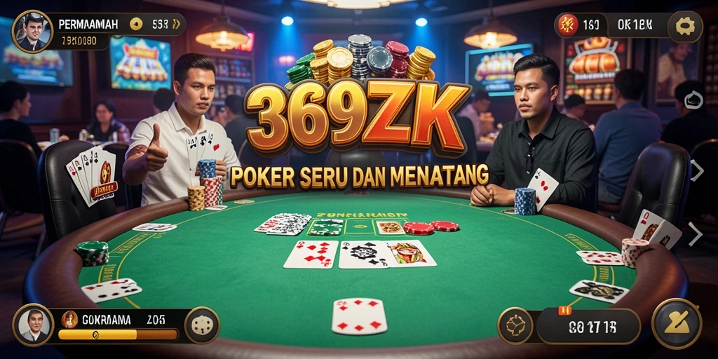 Gameplay seru dalam aplikasi Poker 369ZK yang menantang.