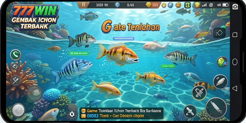 Screenshot gameplay 777WIN menampilkan aksi seru menembak ikan.