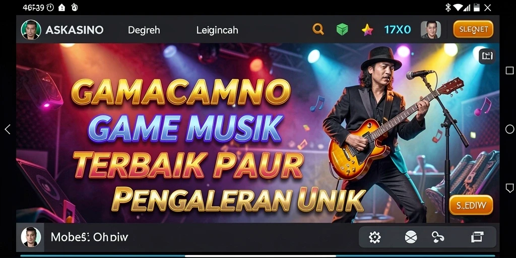 Screenshot utama gameplay ASKASINO yang penuh energi dan interaksi musik.