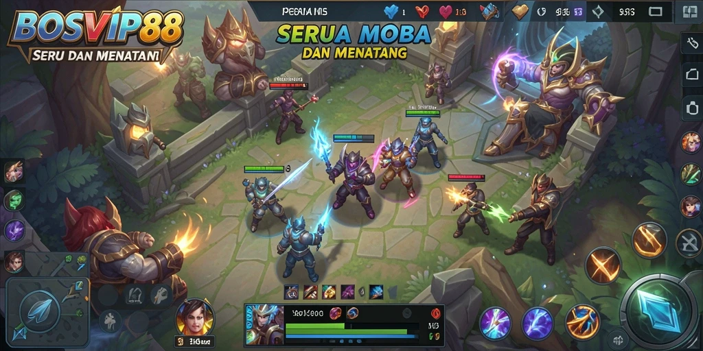 Screenshot gameplay dari BOSVIP88 dengan aksi seru MOBA.