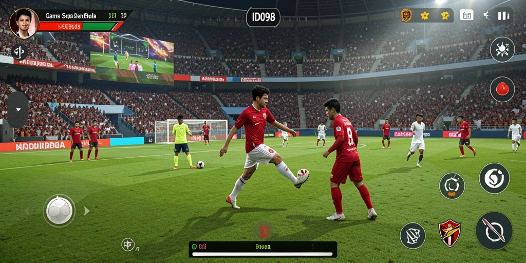 Tampilan gameplay ID098 yang mengesankan dengan aksi sepak bola seru.