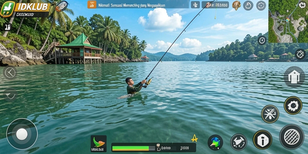 Gameplay memancing yang seru dan realistis di IDKLUB.