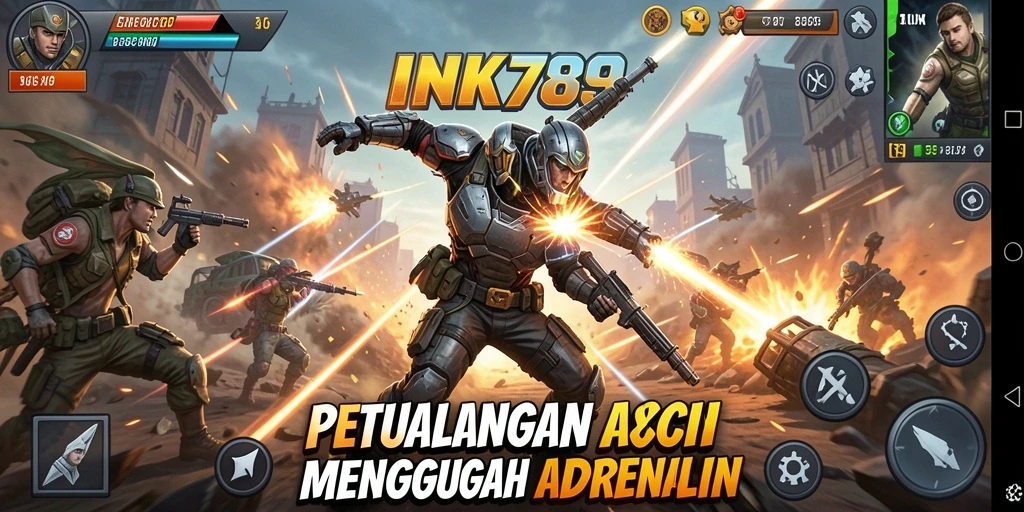 Tampilan gameplay aksi yang mendebarkan dalam INK789.