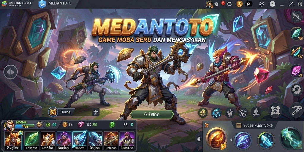 Tampilan aksi seru dalam permainan MOBA MEDANTOTO.