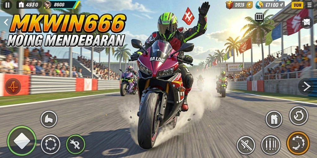 Gameplay seru dalam MKWIN666 dengan trek balap yang menantang.