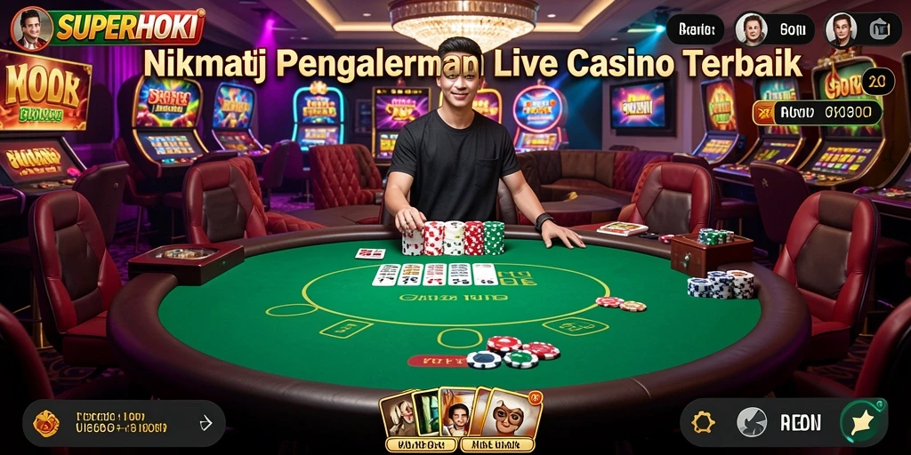 Tampilan gameplay LIVE CASINO yang mendebarkan di SUPERHOKI.