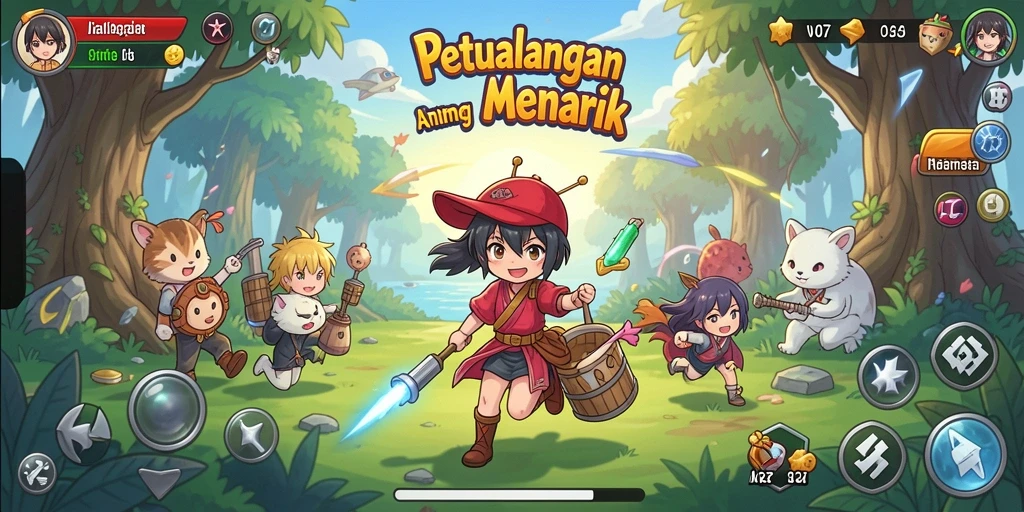 Tampilan gameplay seru dari V07 dengan karakter Anime yang hidup.