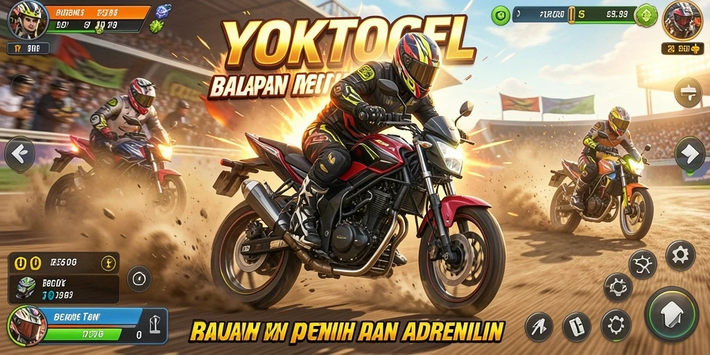 Tangkapan layar YOKTOGEL menampilkan balapan motor yang mendebarkan dan grafis menawan.